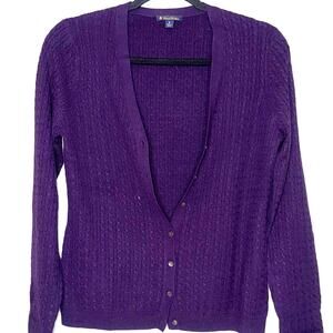 Brooks Brothers Silk and Cashmere Womens Size Small Dark Purple Cardigan